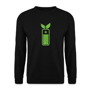 Renewable Energy Sustainability Electricity Battery - Unisex Sweatshirt - black - Front - Alina (178cm) & Michal (187cm)