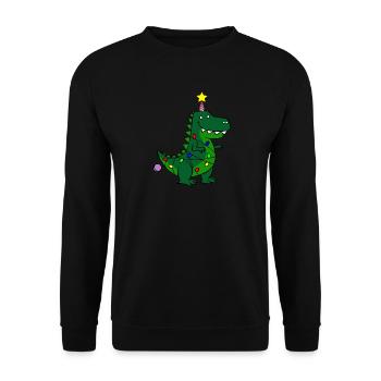 Ugly Christmas Tree Rex Dinocorn - Unisex Sweatshirt - black - Front - Alina (178cm) & Michal (187cm)