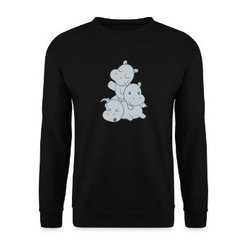 Hippopotame - Hippopotame - Hippopotame - Famille - Sweat-shirt Unisexe - noir - Devant - Alina (178cm) & Michal (187cm)