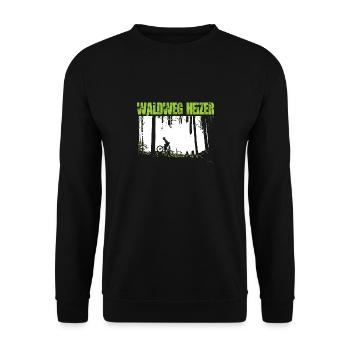 Lustig Biker Waldweg Heizer MTB BMX Geschenk Shirt - Unisex Pullover - Schwarz - Vorne - Alina (178cm) & Michal (187cm)