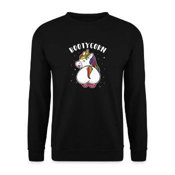 Einhorn Glitzer Hintern Bootycorn Lustig Geschenk - Unisex Pullover - Schwarz - Vorne - Alina (178cm) & Michal (187cm)