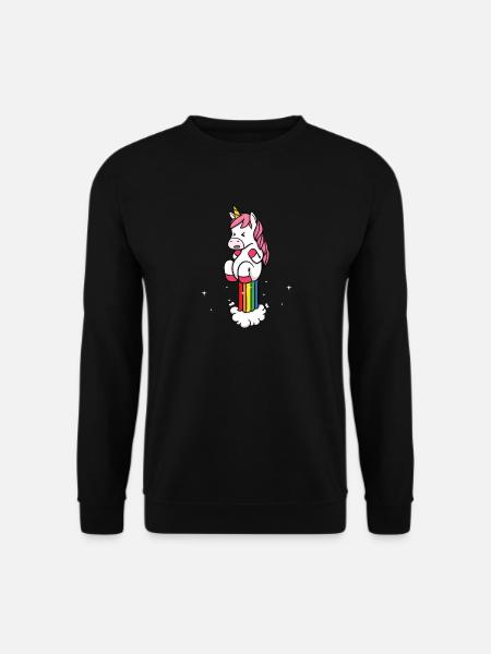 Einhorn Regenbogen Bunter Pups Furz Geschenk - Unisex Pullover - Schwarz