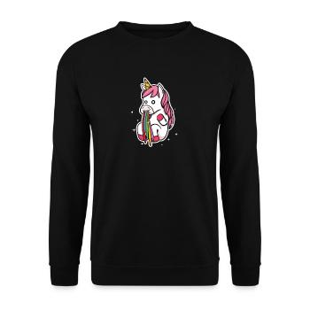 Unicorn Rainbow Colorful Pug Handing Gift - Unisex Sweatshirt - black - Front - Alina (178cm) & Michal (187cm)