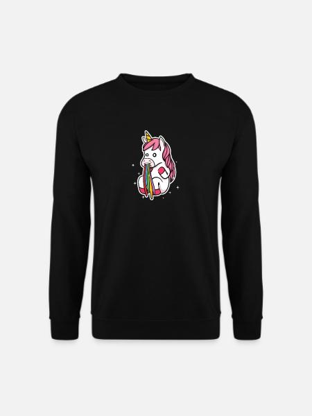 Einhorn Regenbogen Bunte Kotze Übergeben Geschenk - Unisex Pullover - Schwarz