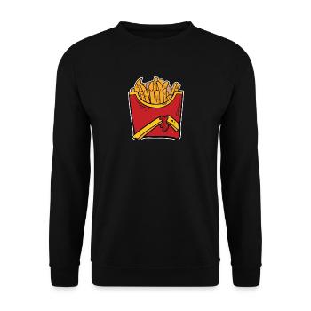 Pommes Fritten & Ketchup Lustig Geschenk - Unisex Pullover - Schwarz - Vorne - Alina (178cm) & Michal (187cm)
