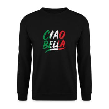 ciao bella italienische Flagge Fußball Geschenk - Unisex Pullover - Schwarz - Vorne - Alina (178cm) & Michal (187cm)