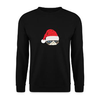 Grumpy Cat with Santa hat - Unisex Sweatshirt - black - Front - Alina (178cm) & Michal (187cm)