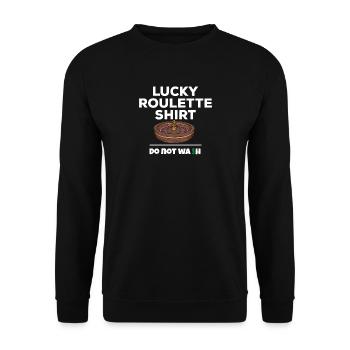 Happy Roulette Shirt Funny quote Player - Unisex Sweatshirt - black - Front - Alina (178cm) & Michal (187cm)