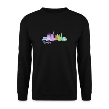 Skyline Munich Germany - Unisex Sweatshirt - black - Front - Alina (178cm) & Michal (187cm)