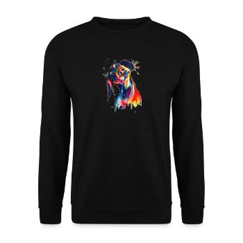 Chien Aquarelle coloré - Sweat-shirt Unisexe - noir - Devant - Alina (178cm) & Michal (187cm)