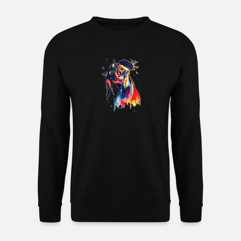 Hund Aquarell Bunt - Unisex Pullover - Schwarz
