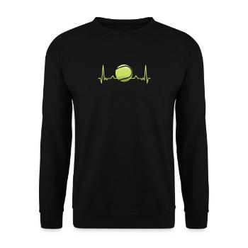 Tennis Herzschlag Sport Schläger Puls Geschenk - Unisex Pullover - Schwarz - Vorne - Alina (178cm) & Michal (187cm)