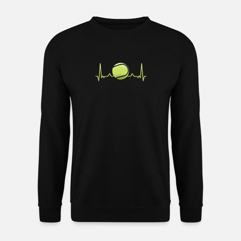 Tennis Herzschlag Sport Schläger Puls Geschenk - Unisex Pullover - Schwarz