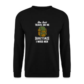 to travel - Unisex Sweatshirt - black - Front - Alina (178cm) & Michal (187cm)