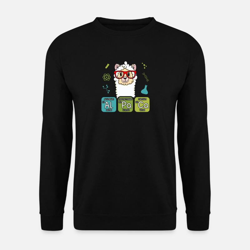 Alpaka Physik Chemie Biologie Nerd Geschenk - Unisex Pullover - Schwarz