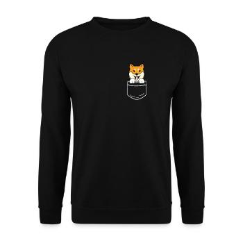 Chemise de poche avec poche pour chien Shiba Inu - Sweat-shirt Unisexe - noir - Devant - Alina (178cm) & Michal (187cm)