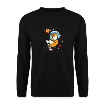 Cadeau de l'univers spatial astronaute Shiba Inu - Sweat-shirt Unisexe - noir - Devant - Alina (178cm) & Michal (187cm)
