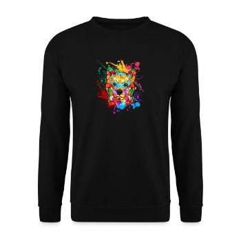 Shiba Inu Dog Splatter Graffiti Splash Gift - Unisex Sweatshirt - black - Front - Alina (178cm) & Michal (187cm)