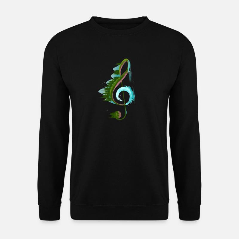 Notenschlüssel Design Musik Geschenk Gitarre Flöte - Unisex Pullover - Schwarz