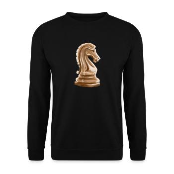 Chess Piece Chess Gift Horse Springer Runner - Unisex Sweatshirt - black - Front - Alina (178cm) & Michal (187cm)