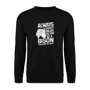 Bison Tier - Unisex Pullover - Schwarz - Vorne - Alina (178cm) & Michal (187cm)