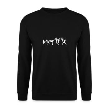 Muay Thai Thaiboxen Geschenk Evolution Kick - Unisex Pullover - Schwarz - Vorne - Alina (178cm) & Michal (187cm)