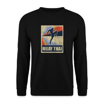 Muay Thai Thai Boxing Gift Fighting Retro - Unisex Sweatshirt - black - Front - Alina (178cm) & Michal (187cm)