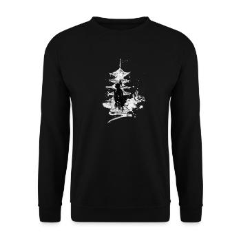 Samurai Krieger - Unisex Pullover - Schwarz - Vorne - Alina (178cm) & Michal (187cm)