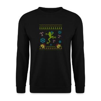 Custom Christmas Sweater Shirt Pet Frog Shirt - Unisex Sweatshirt - black - Front - Alina (178cm) & Michal (187cm)