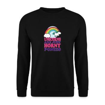 Unicorns are just horny ponies - Unisex Pullover - Schwarz - Vorne - Alina (178cm) & Michal (187cm)