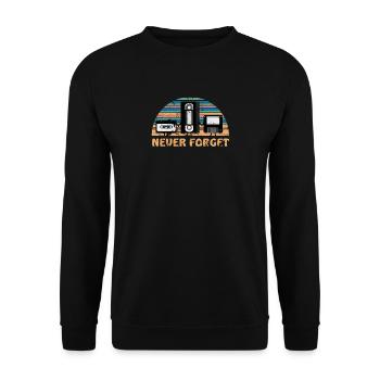 Never Forget Retro Diskette Videokassette Geschenk - Unisex Pullover - Schwarz - Vorne - Alina (178cm) & Michal (187cm)