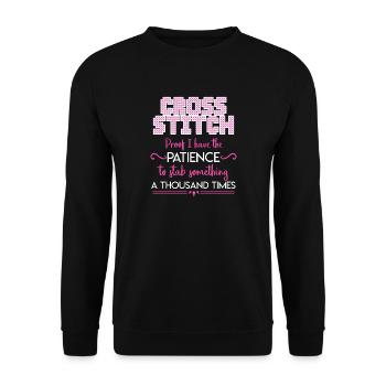 Kreuzstich Kreuzstich Lustige Nadelspitze - Unisex Pullover - Schwarz - Vorne - Alina (178cm) & Michal (187cm)