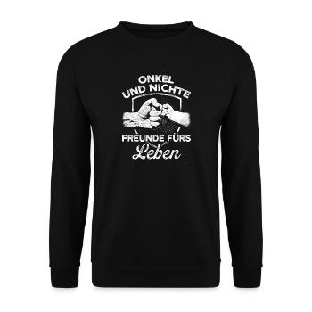 ONCLE AND NIGHT amis pour la vie - Sweat-shirt Unisexe - noir - Devant - Alina (178cm) & Michal (187cm)