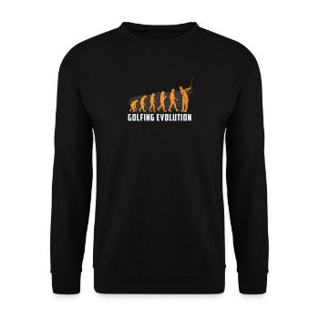 GOLFING EVOLUTION Golfer Golf Motiv - Unisex Pullover - Schwarz - Vorne - Alina (178cm) & Michal (187cm)