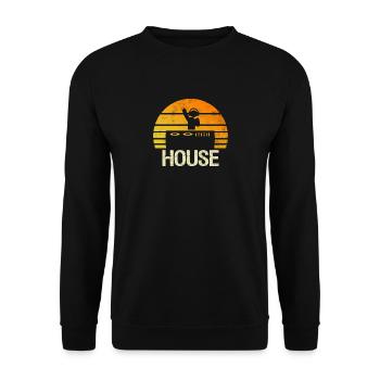 House Musik Techno DJ Party Sommer Retro Geschenk - Unisex Pullover - Schwarz - Vorne - Alina (178cm) & Michal (187cm)