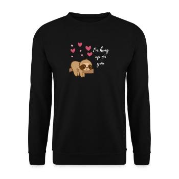 Sloth sloths - hearts - valentines day - branch - Unisex Sweatshirt - black - Front - Alina (178cm) & Michal (187cm)