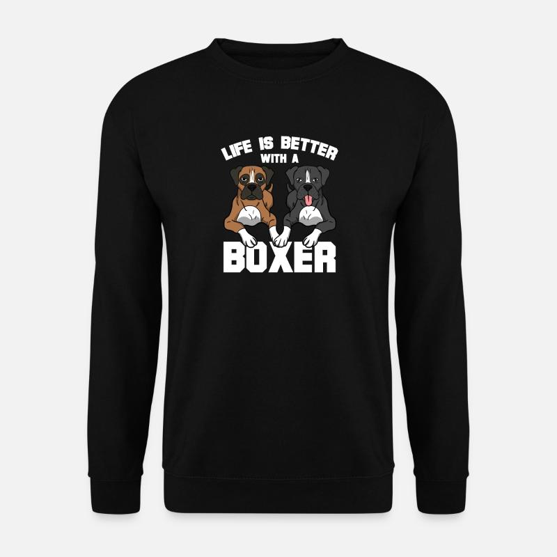 Deutscher Boxer Hund Leben Ist Besser Geschenk - Unisex Pullover - Schwarz