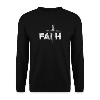 Faith Glaube Kreuz - Unisex Pullover - Schwarz - Vorne - Alina (178cm) & Michal (187cm)