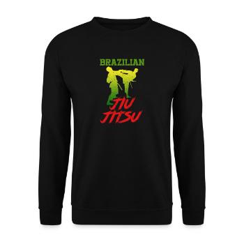 brasilianisches Jiu Jitsu Geschenk - Unisex Pullover - Schwarz - Vorne - Alina (178cm) & Michal (187cm)
