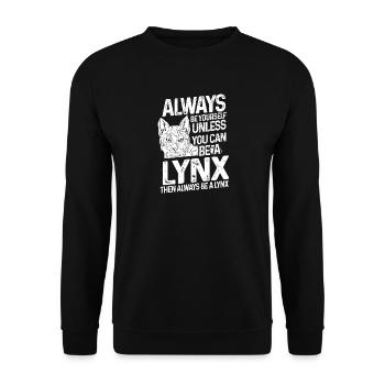 Luchs Tier - Unisex Pullover - Schwarz - Vorne - Alina (178cm) & Michal (187cm)