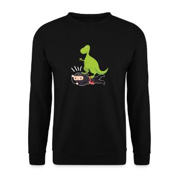 Samurai Ninja avec dinosaure - Sweat-shirt Unisexe - noir - Devant - Alina (178cm) & Michal (187cm)