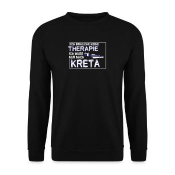 Ich Brauche Keine Therapie Ich Muss Nur Nach Kreta - Unisex Pullover - Schwarz - Vorne - Alina (178cm) & Michal (187cm)