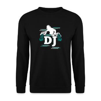 DJ DeeJay Scratch Party Schallplatten Geschenk - Unisex Pullover - Schwarz - Vorne - Alina (178cm) & Michal (187cm)