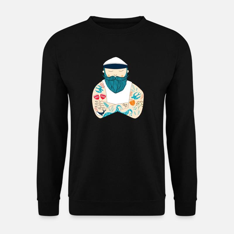 Tattooed, bearded, Scandinavian sailor - Unisex Sweatshirt - black
