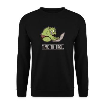 Time to the Aergern Troll - Unisex Sweatshirt - black - Front - Alina (178cm) & Michal (187cm)