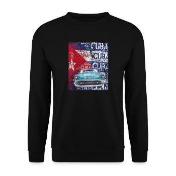 T-shirt de voiture vintage Cuba Havana - Sweat-shirt Unisexe - noir - Devant - Alina (178cm) & Michal (187cm)