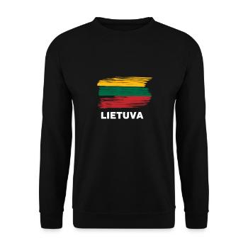 Litauen mit Nationalflagge auch für Liebhaber - Unisex Pullover - Schwarz - Vorne - Alina (178cm) & Michal (187cm)