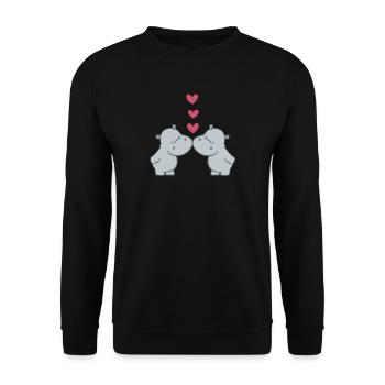 Hippopotame - Hippopotame - Hippopotame - Couple - Coeur - Sweat-shirt Unisexe - noir - Devant - Alina (178cm) & Michal (187cm)