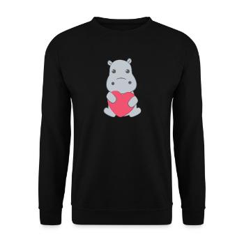 Hippopotame - Hippopotame - Hippopotame - Cœur - Sweat-shirt Unisexe - noir - Devant - Alina (178cm) & Michal (187cm)