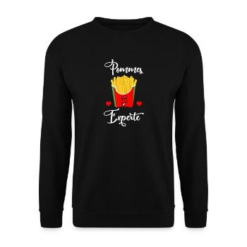 Pommes Experte - Unisex Pullover - Schwarz - Vorne - Alina (178cm) & Michal (187cm)